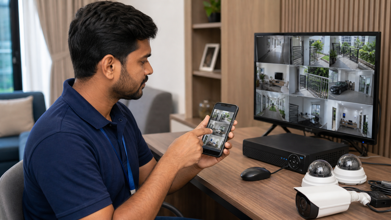 Mobile CCTV viewing setup
